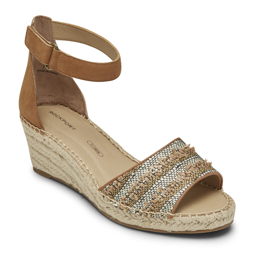 Sandalias Rockport Mujer Mexico - Marah Woven Ankle Strap Kaki - LWXUM6913